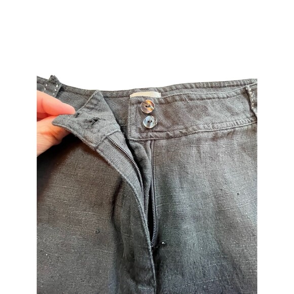 Chico's Black Pants 100 Percent Linen Wide Leg Flowy Boho Natural Comfy 1 S - Picture 10 of 16